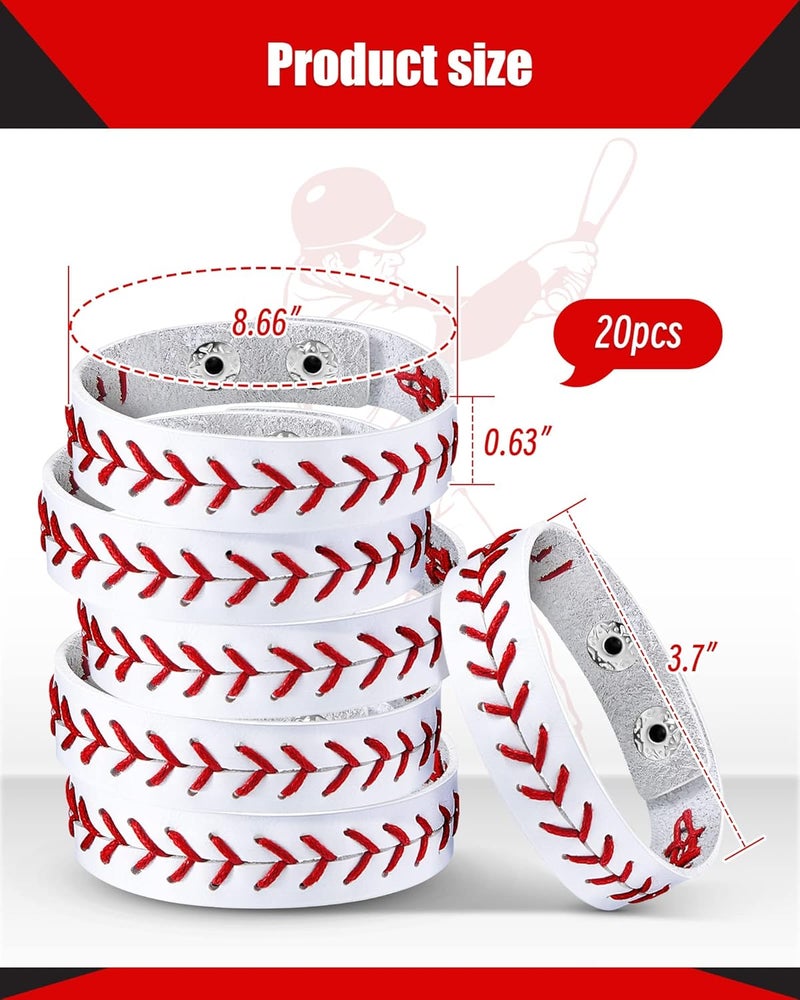 Retrowavy Store Genuine Leather Baseball Bracelet - Unisex Wristband for Men, Women, Ideal Gift for Baseball Players and Sports Teams - Image 3